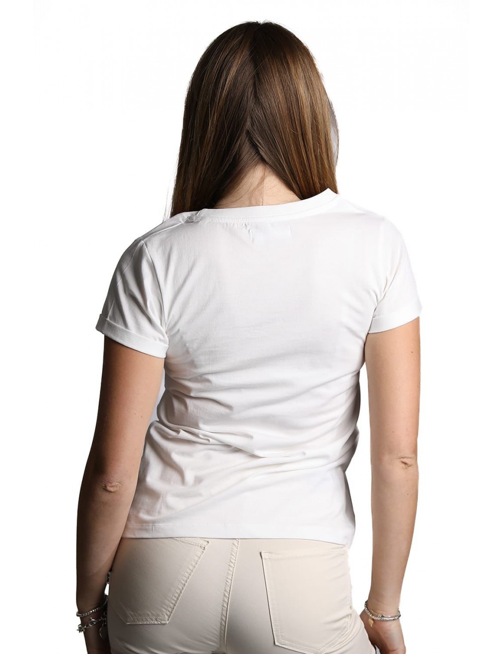 t-shirt censured DONNA OFF WHITE - TW 6453 T JTEA 01 vista frontale indossata