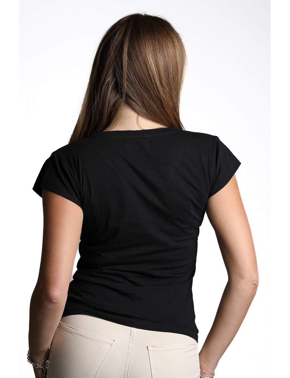 t-shirt censured DONNA BLACK - TW 6456 T JSSG 90 vista frontale indossata