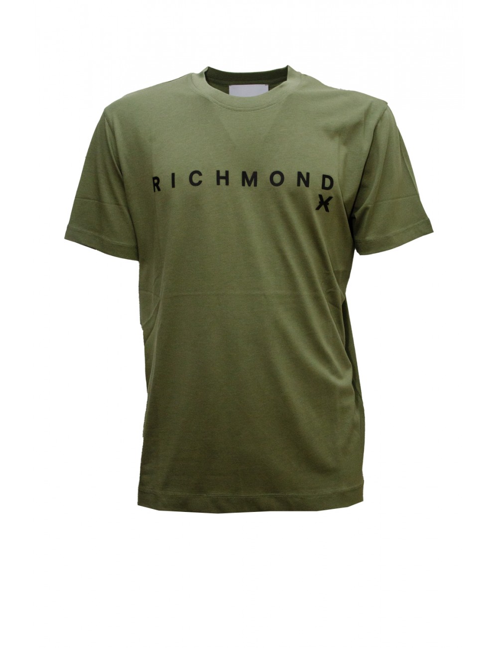 t-shirt john richmond UOMO VERDE MILITARE GREEN LICHEN/BLACK - UMP24004TS OF vista frontale