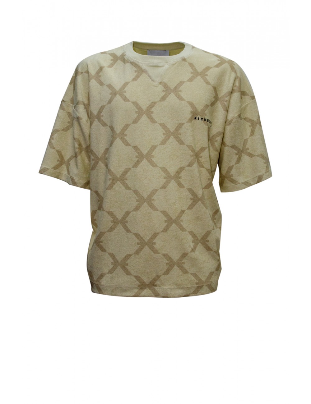 t-shirt john richmond UOMO BEIGE MILK ALMOND - UMP24133TS 9F vista frontale
