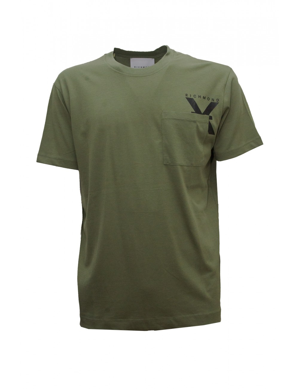 t-shirt john richmond UOMO VERDE GREEN LICHEN - UMP24048TS OF vista frontale
